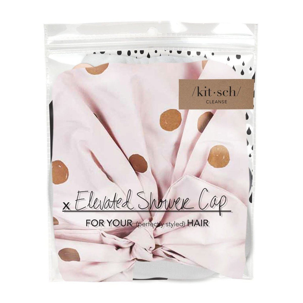 Recycled Polyester Luxe Shower Cap - Blush Dot